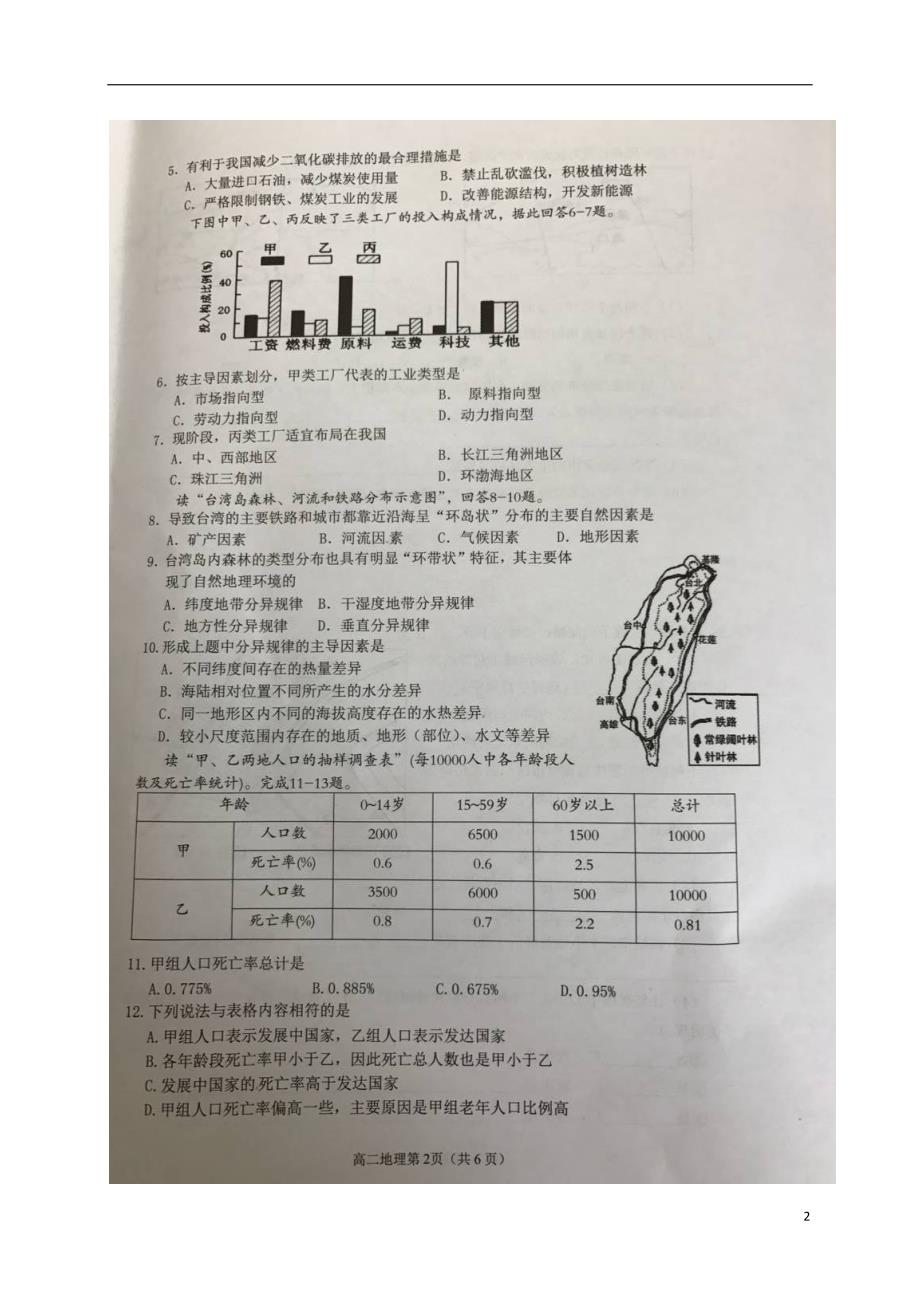 湖南益阳桃江高二地理期末统考.doc_第2页