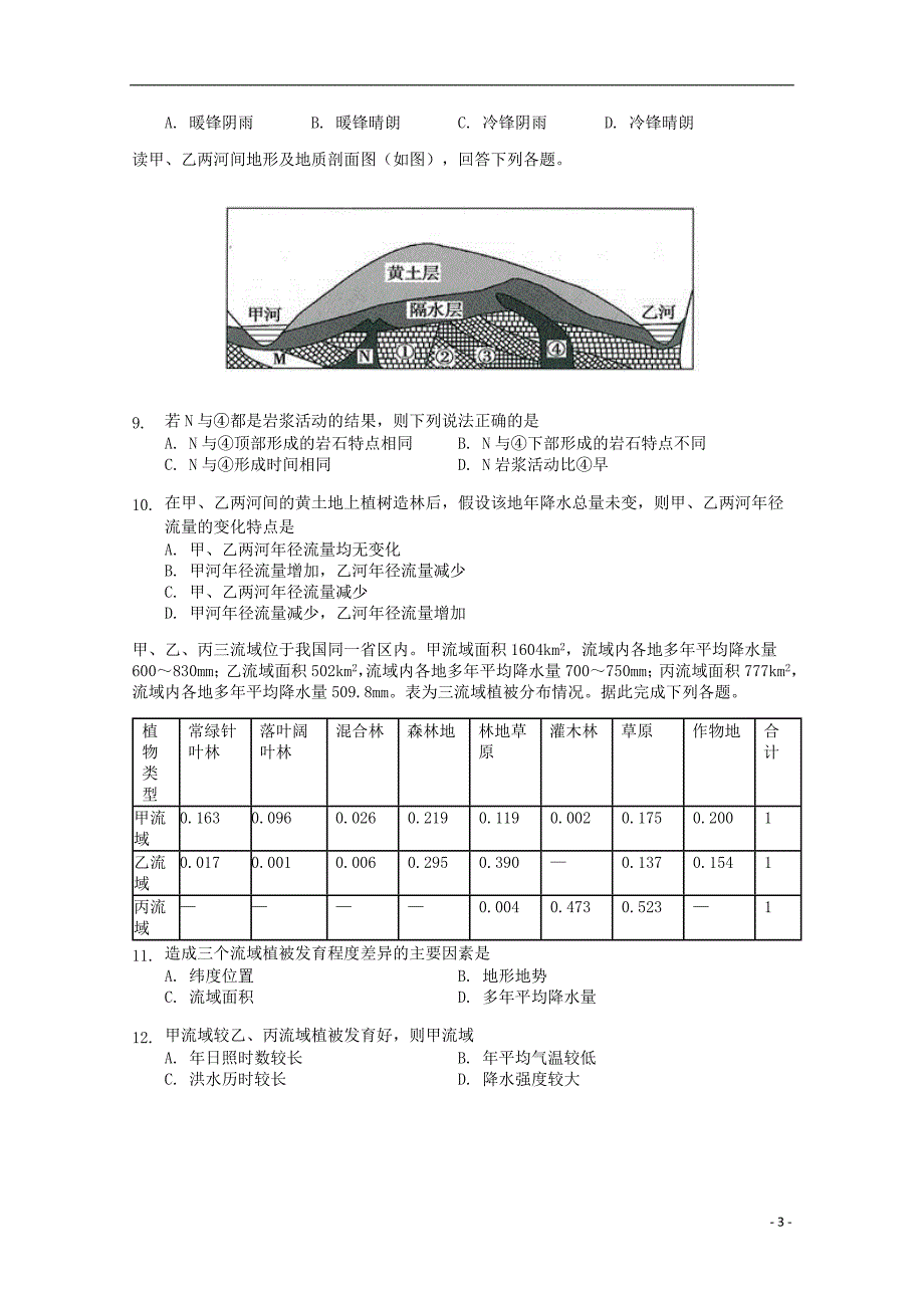 福建泉港区第一中学高三地理第二次月考 1.doc_第3页