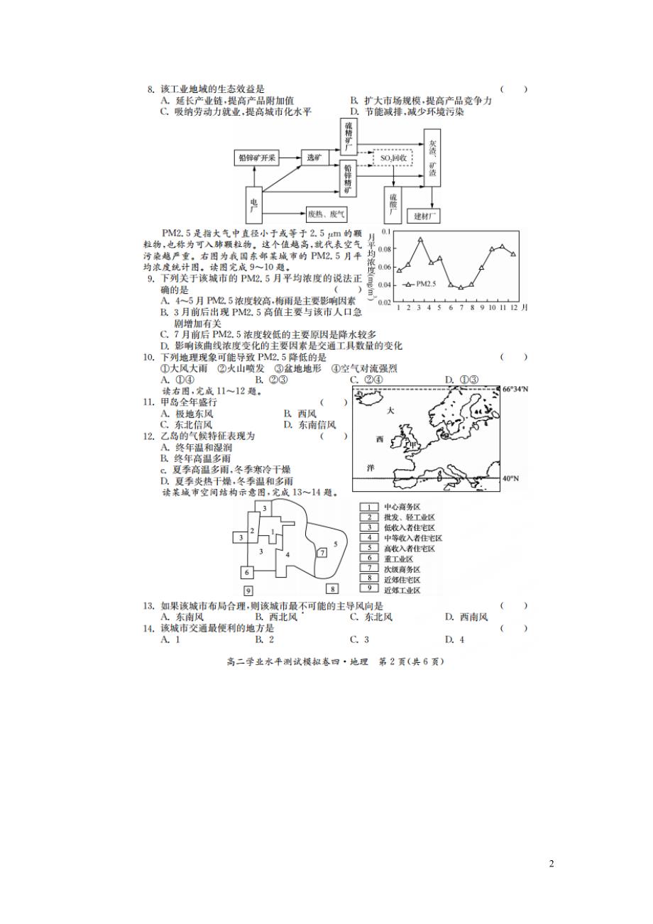 江苏苏州高二地理学业水平模拟四.doc_第2页