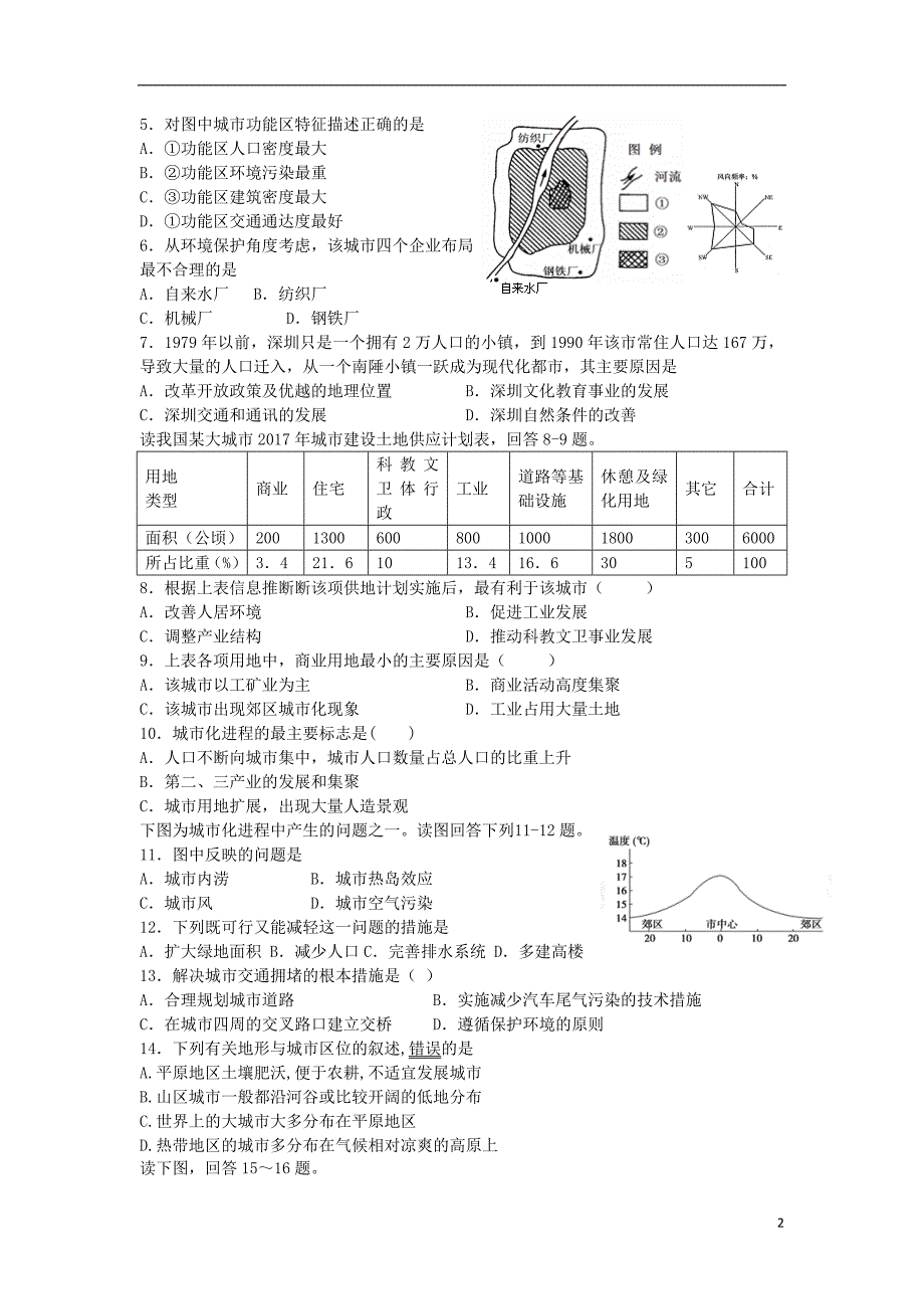 浙江湖州安吉上墅私立高级中学高一地理第一次月考 1.doc_第2页