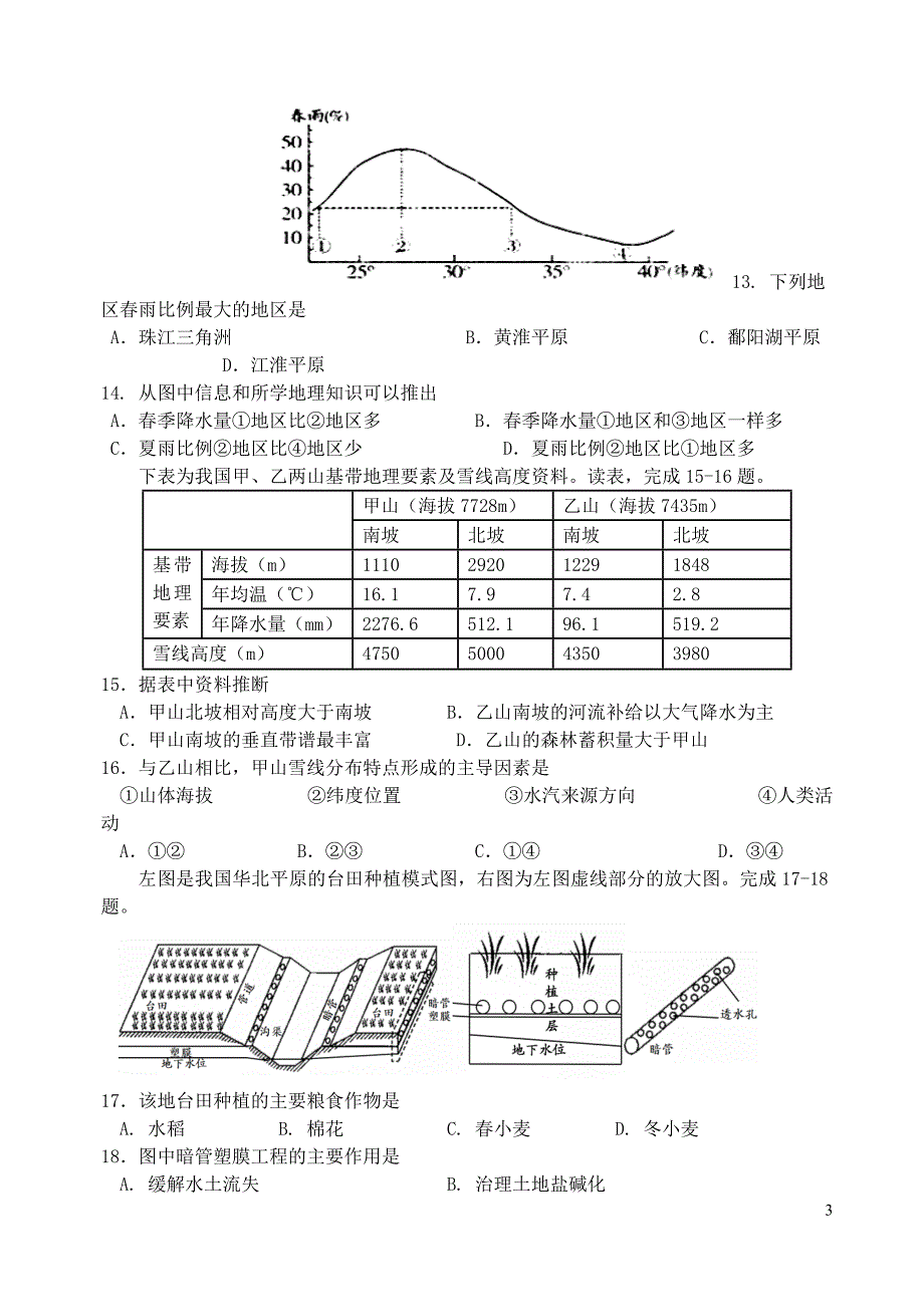 浙江东阳中学高二地理阶段性检测 1.doc_第3页