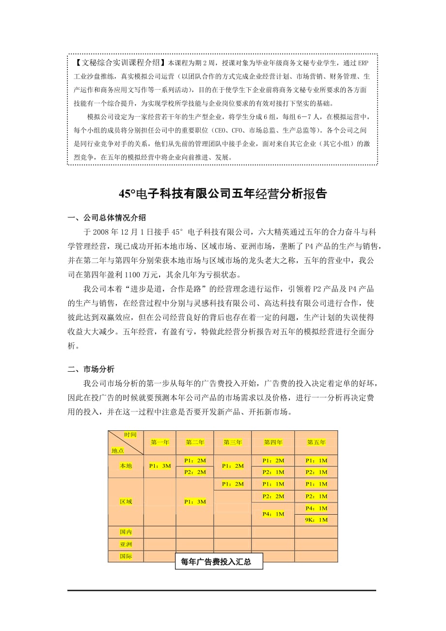 （电子行业企业管理）电子科技有限公司五年经营分析报告_第1页