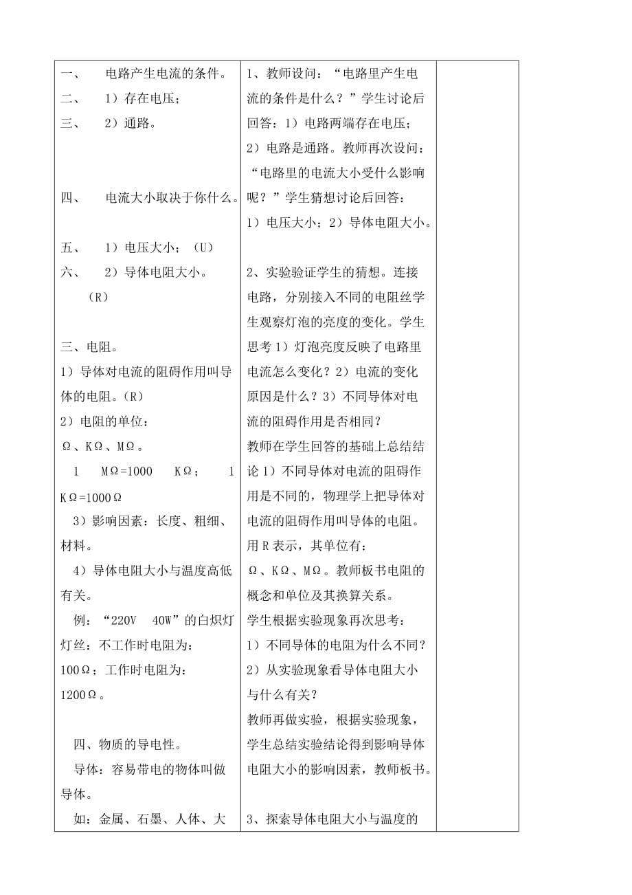 江苏省宿迁市宿豫区仰化镇初级中学九年级物理上册 14.1 电阻教案2 苏科版_第2页