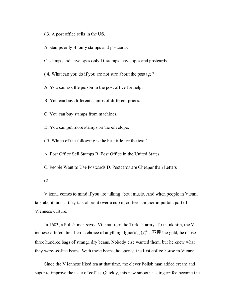八年级英语阅读理解培优训练题2010_第2页