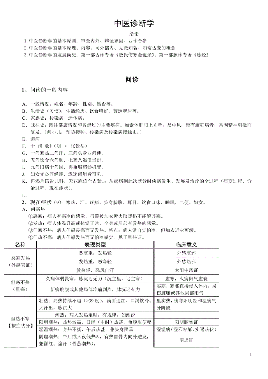 （企业诊断）中医诊断学(总结)_第1页