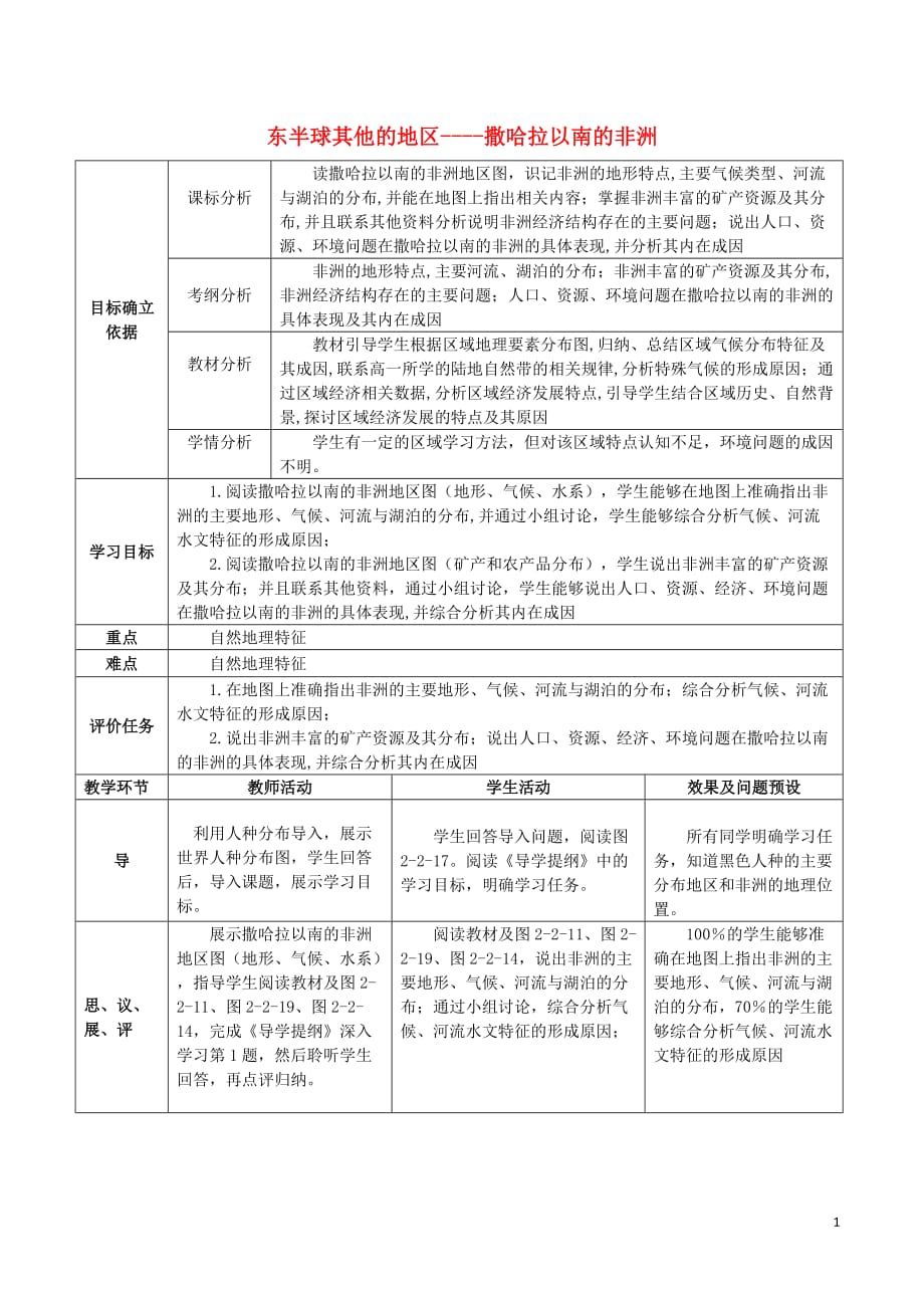 湖北武汉高考地理总复习区域地理东半球其他的地区撒哈拉以南的非洲教案 2.doc_第1页