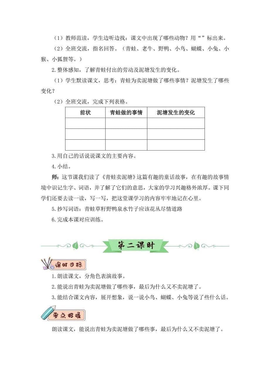 部编人教版语文二年级下册《青蛙卖泥塘》word教案 (14)_第5页