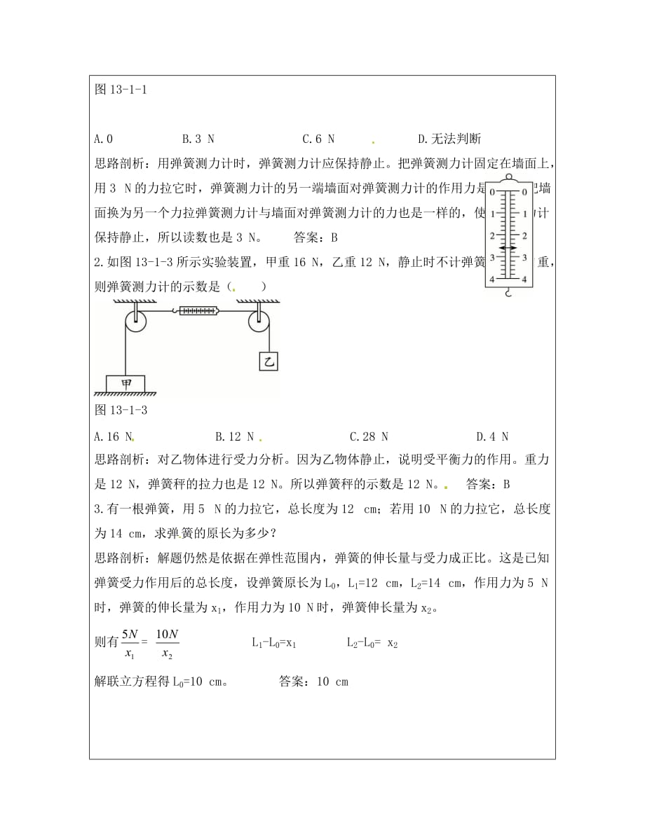 河南省淮阳县西城中学八年级物理全册《6.3 弹力与弹簧测力计》导学案1（无答案）（新版）沪科版_第2页