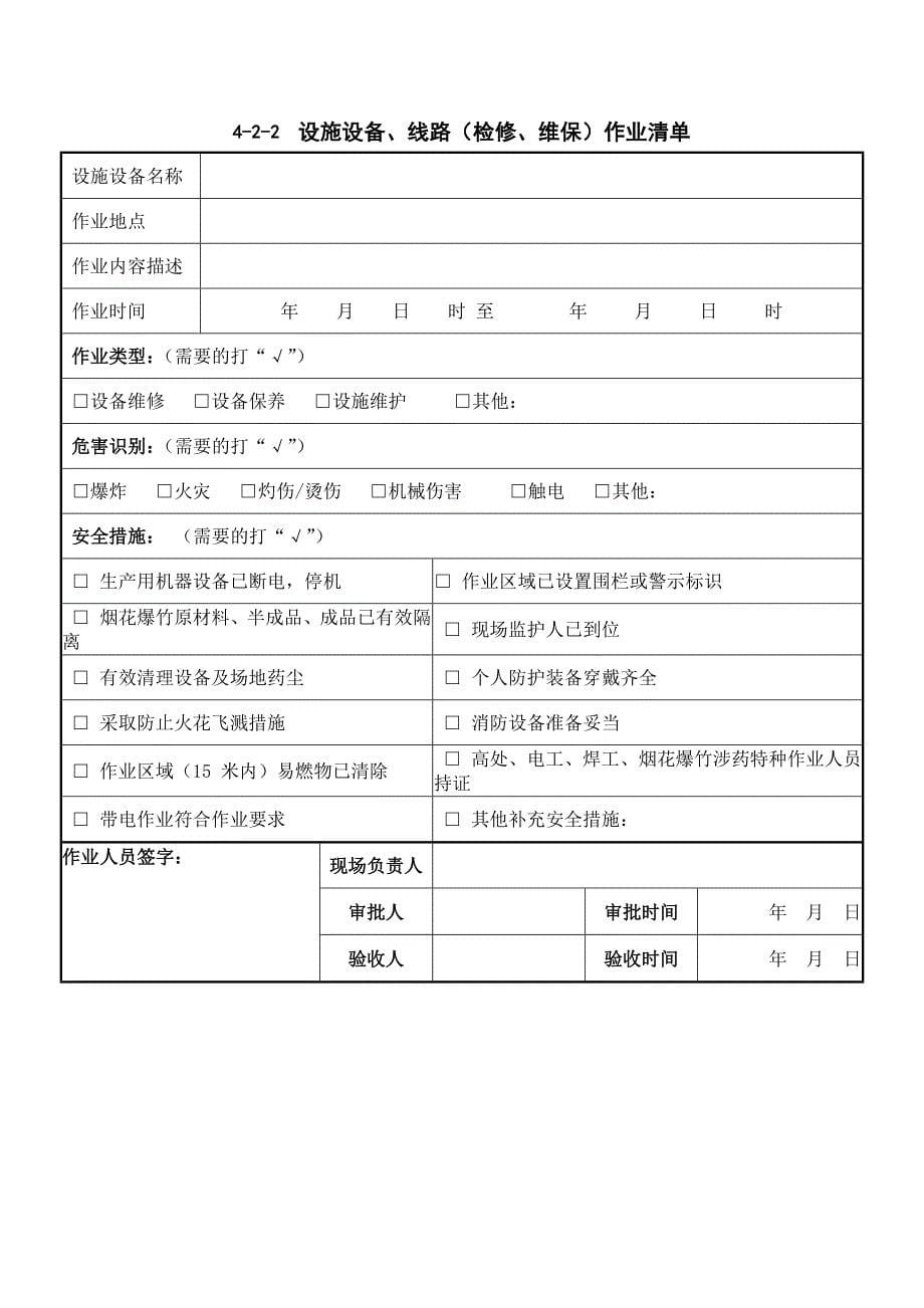 烟花爆竹经营企业日常安全工作清单（参考模板1.0版）_第5页