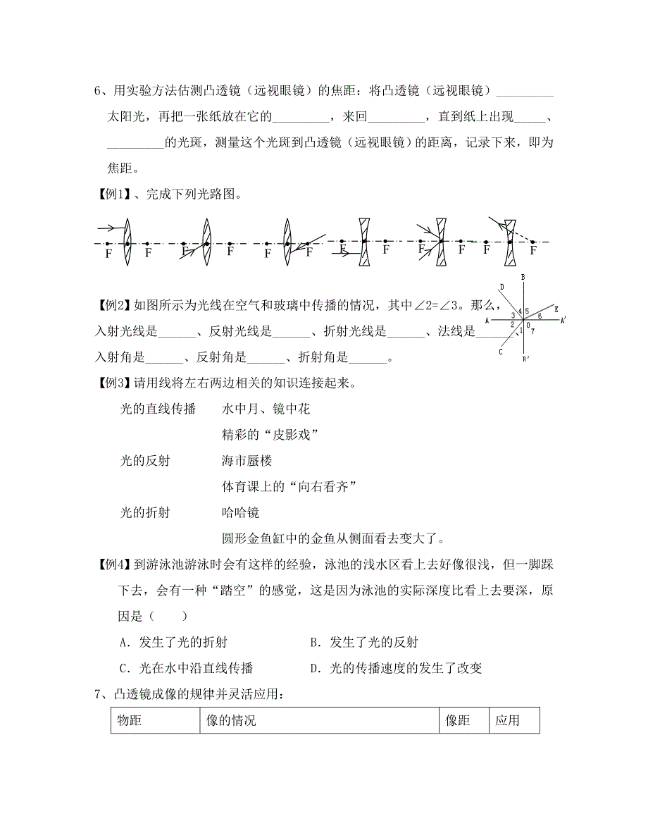 江苏省溧阳市汤桥初级中学八年级物理上册《第四章 第8课时 透镜及其应用复习》教学案（无答案） 苏科版_第2页