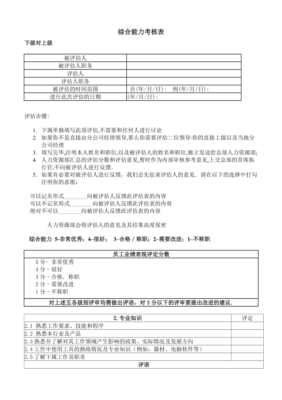 （绩效管理套表）綜合能力考核表_第1页