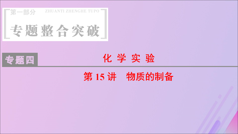 高考化学二轮复习第1部分整合突破4化学实验第15讲物质的制备 1.ppt_第1页