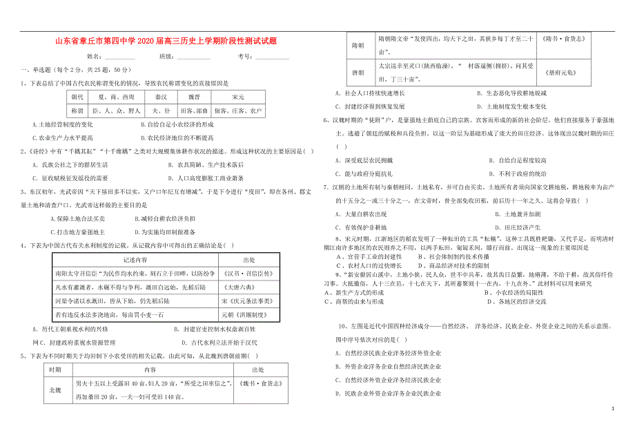 山东2020高三历史阶段性测试.doc_第1页