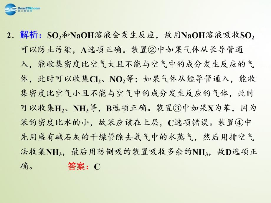 高考化学大一轮复习 第三单元 由实验套装到实验组成 连接习题详解.ppt_第4页