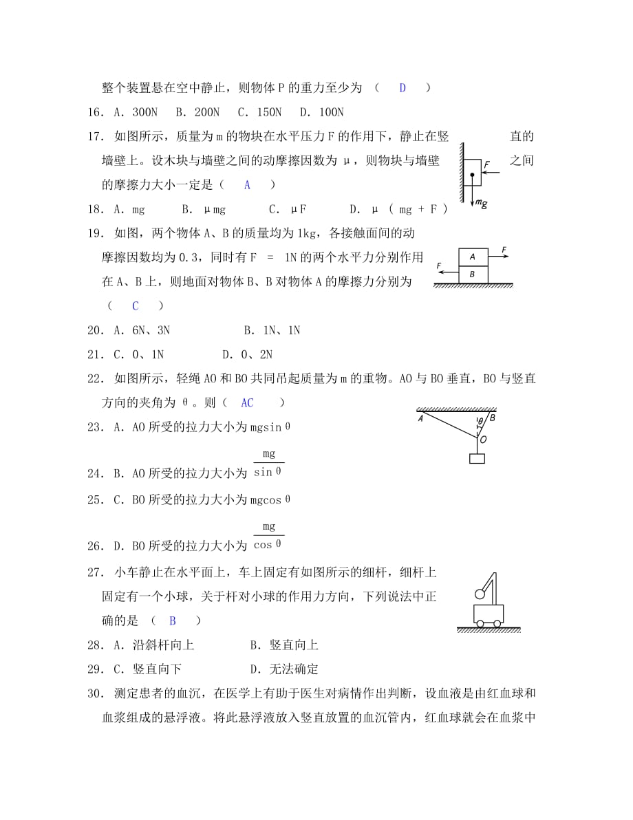 高中物理 4.1《共点力作用下物体的平衡》每课一练5 教科版必修1（通用）_第2页