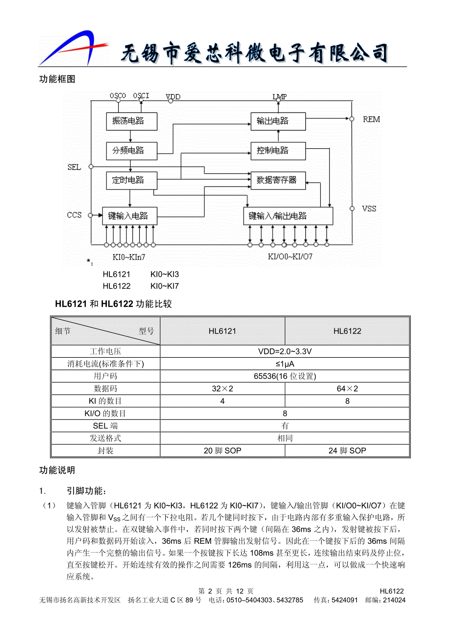 HL6122-多功能红外遥控发射电路_第2页