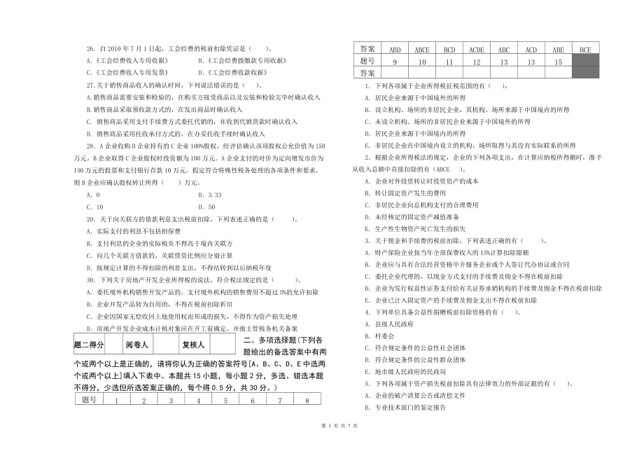 （业务管理）地税系统企业所得税业务知识考试题一_第3页