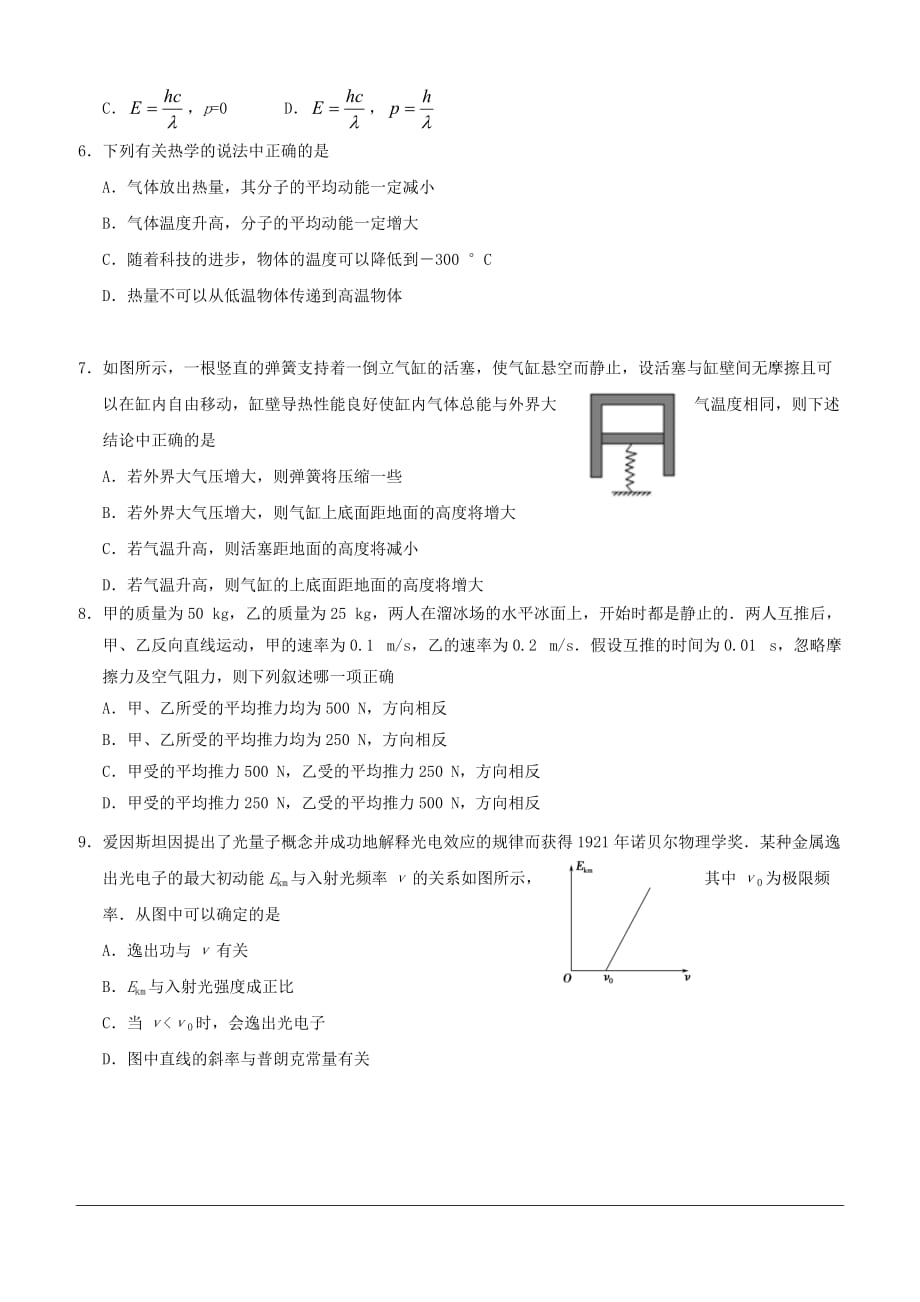 江苏省2018-2019学年高二下学期期中考试物理试题（含答案）_第2页