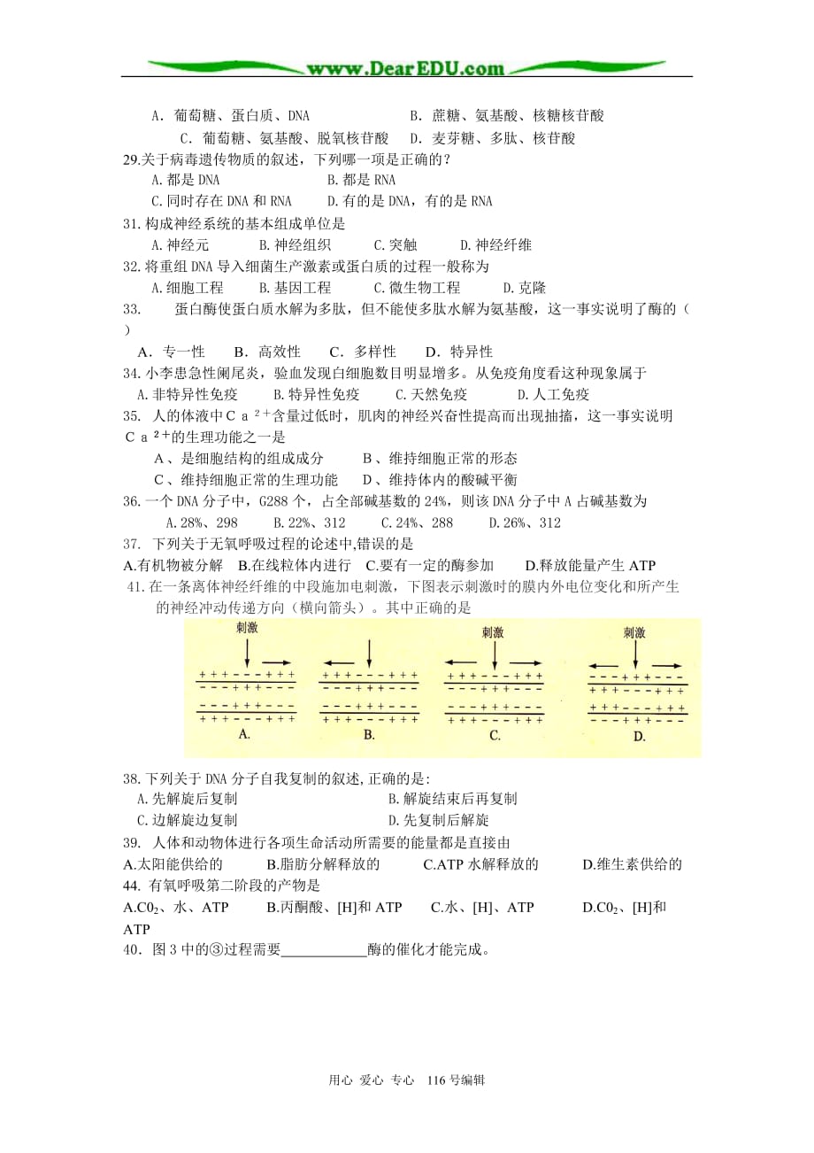 上海冠龙高级中学第一学期高二生命科学期终测.1.doc_第3页