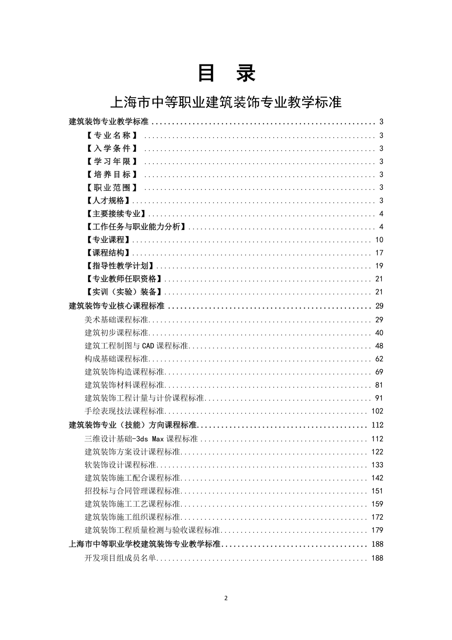 2020上海市中等职业学校建筑装饰专业教学标准_第2页