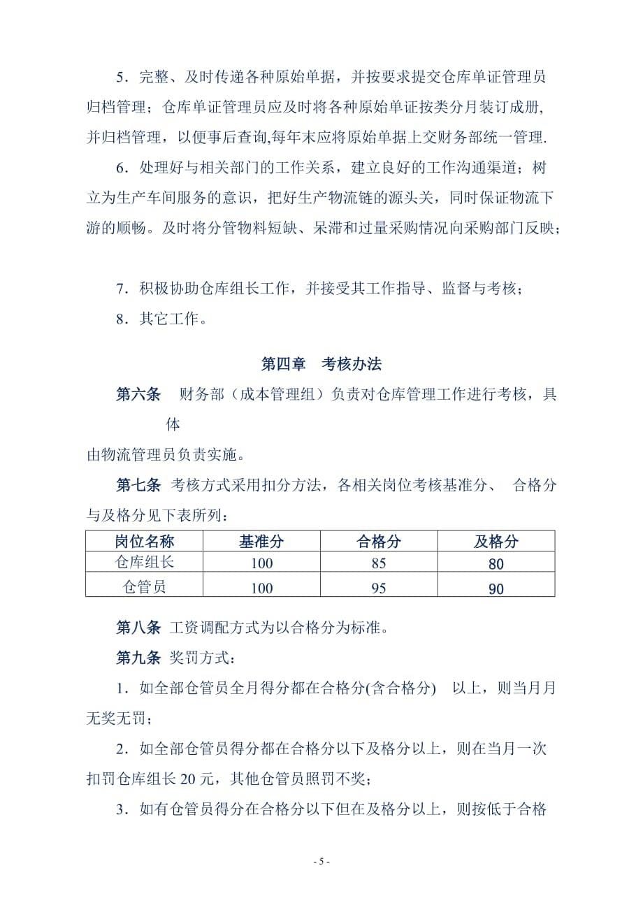 企业管理案例-美的管理制度全套-仓库管理职责和考核办法_第5页