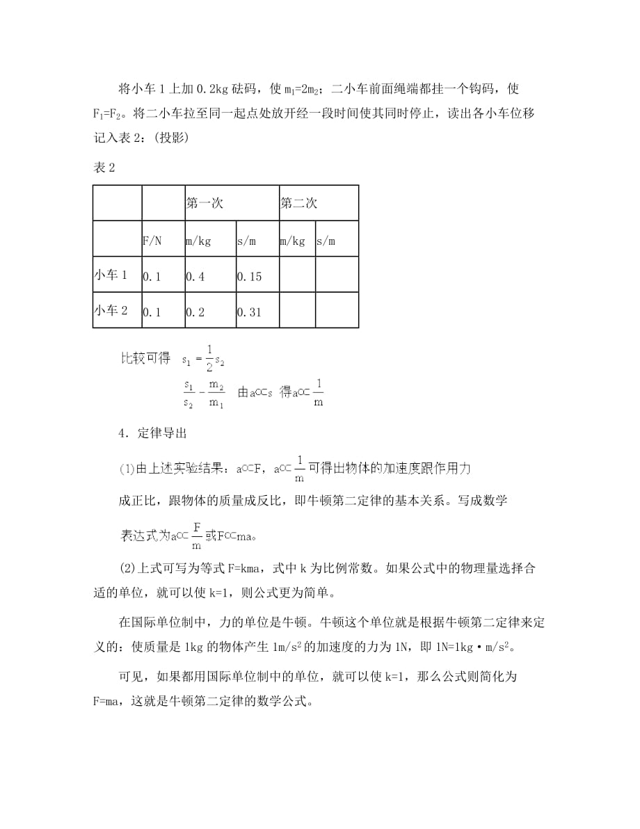 高中物理《牛顿第二定律》教案59 新人教版必修1（通用）_第4页