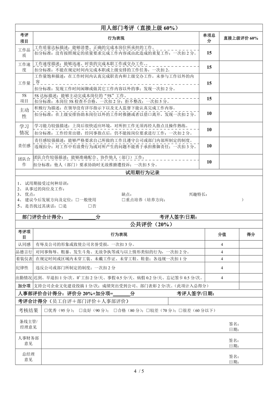 转正制度、转正申请及转正考核表格_第4页