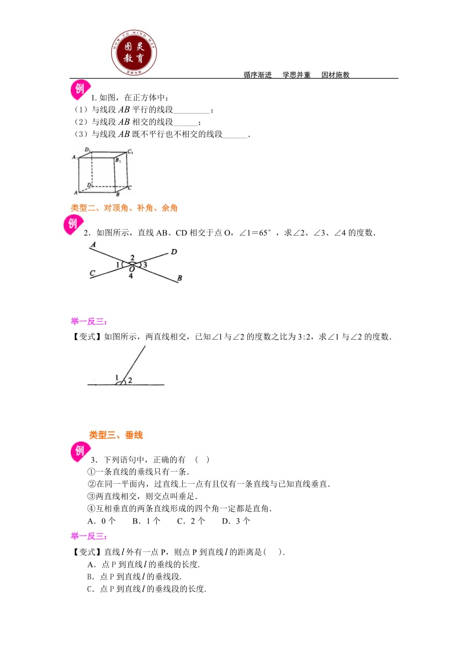 两条直线的位置关系（基础）知识讲解_第3页