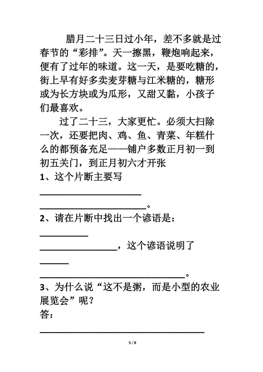 《北京的春节》拔高练习_第5页