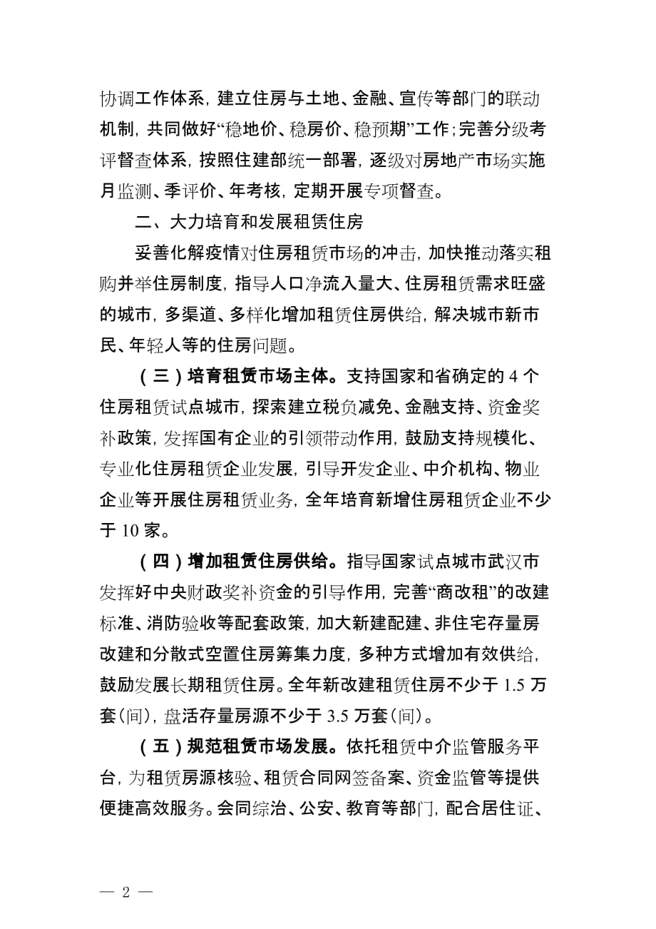 2020年湖北省房地产市场监管工作要点_第2页
