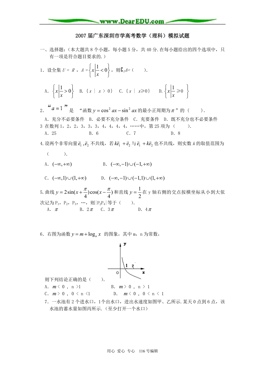 F广东深圳学数学理科模拟.doc_第1页