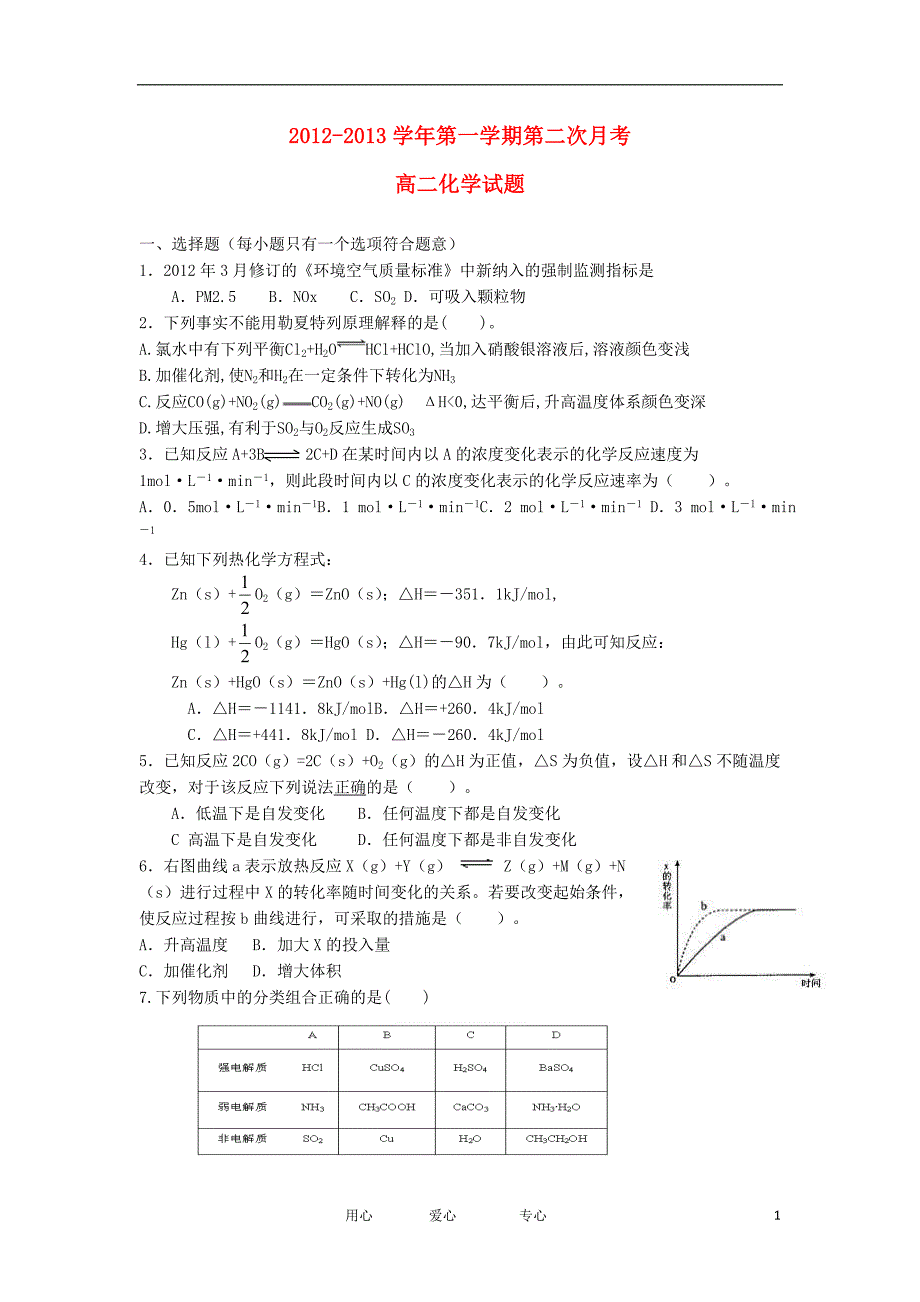 陕西咸阳高二化学第二次月考.doc_第1页