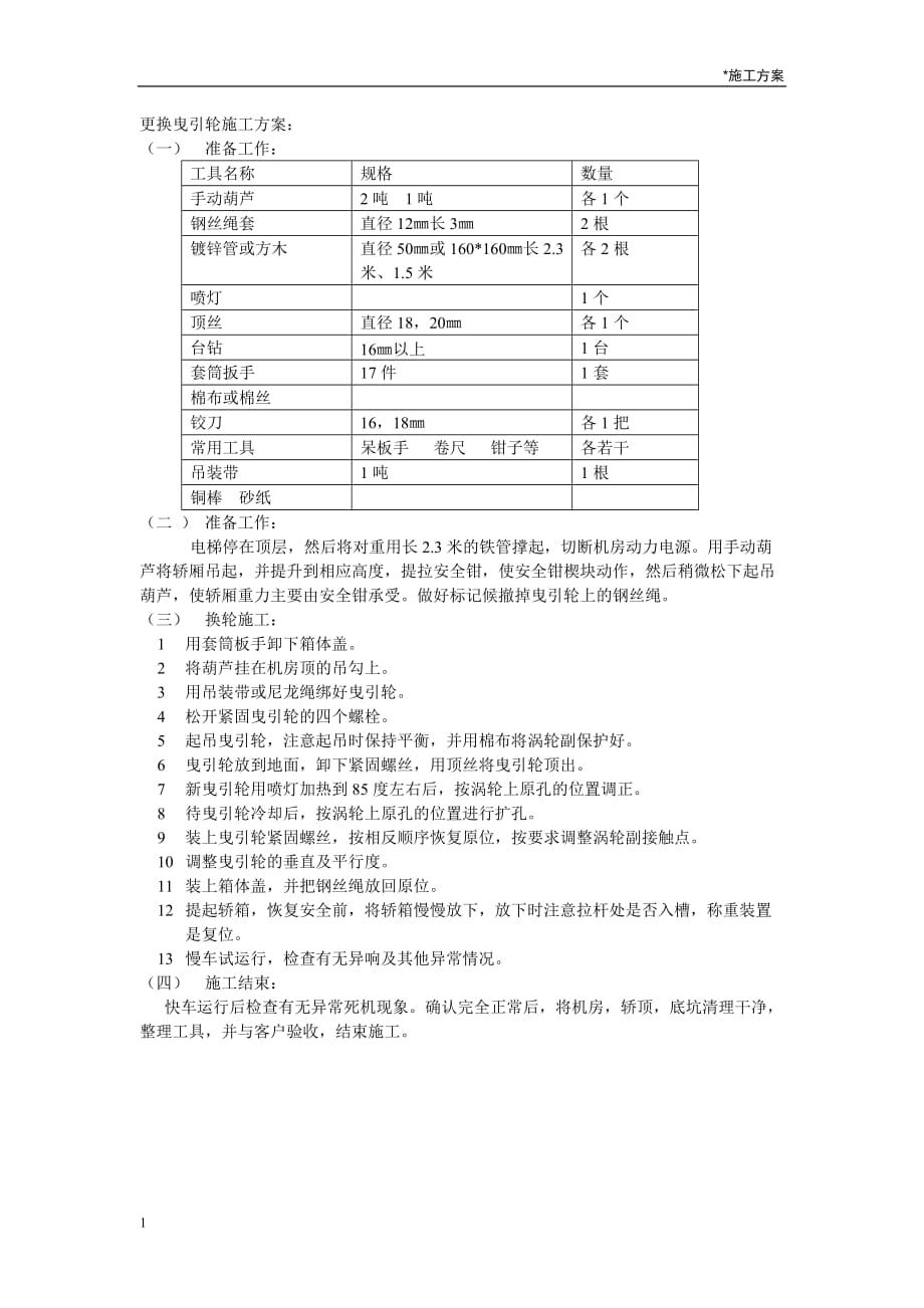 电梯大修施工方案培训讲学_第4页