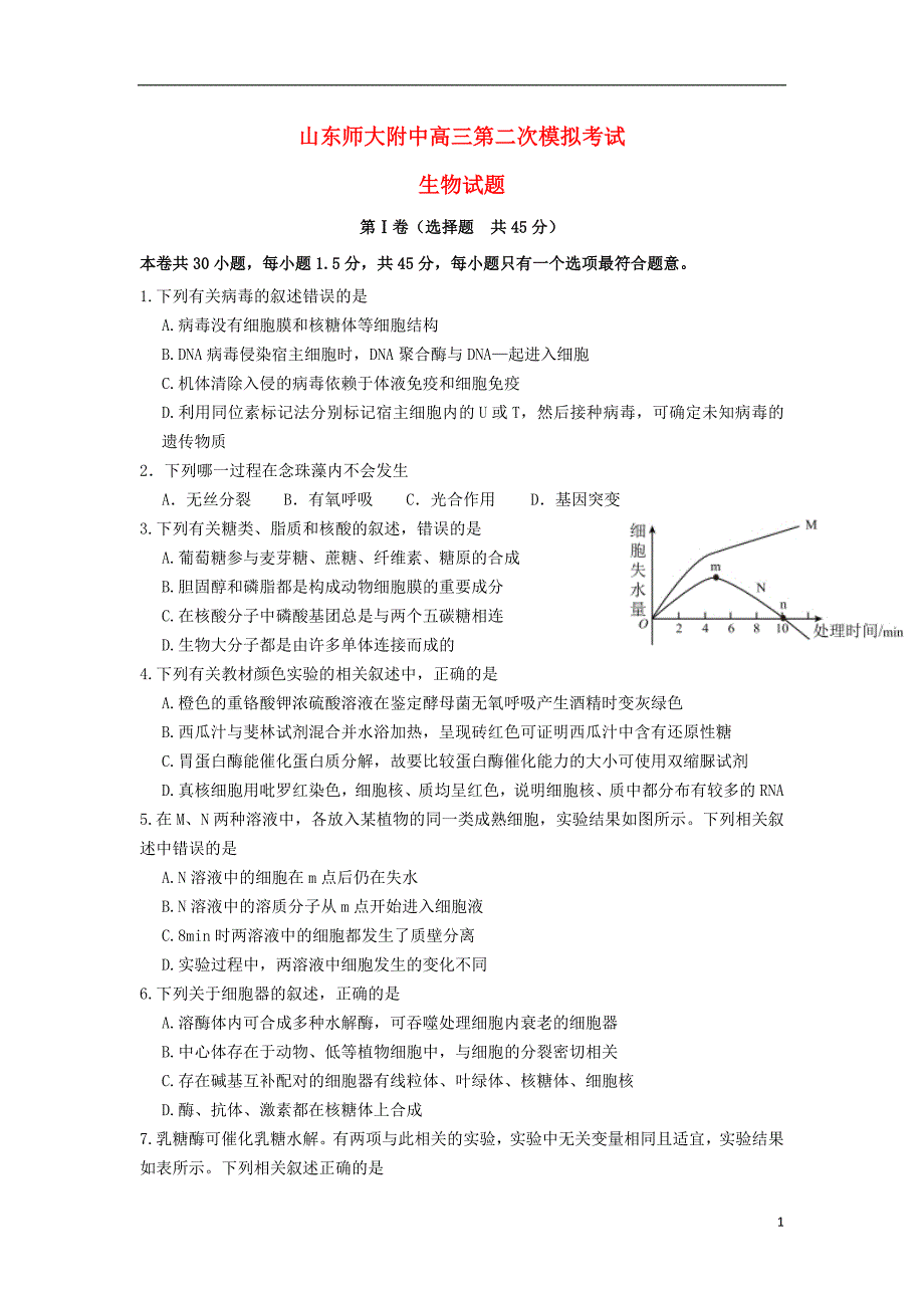 高三生物第二次模拟考试1.doc_第1页