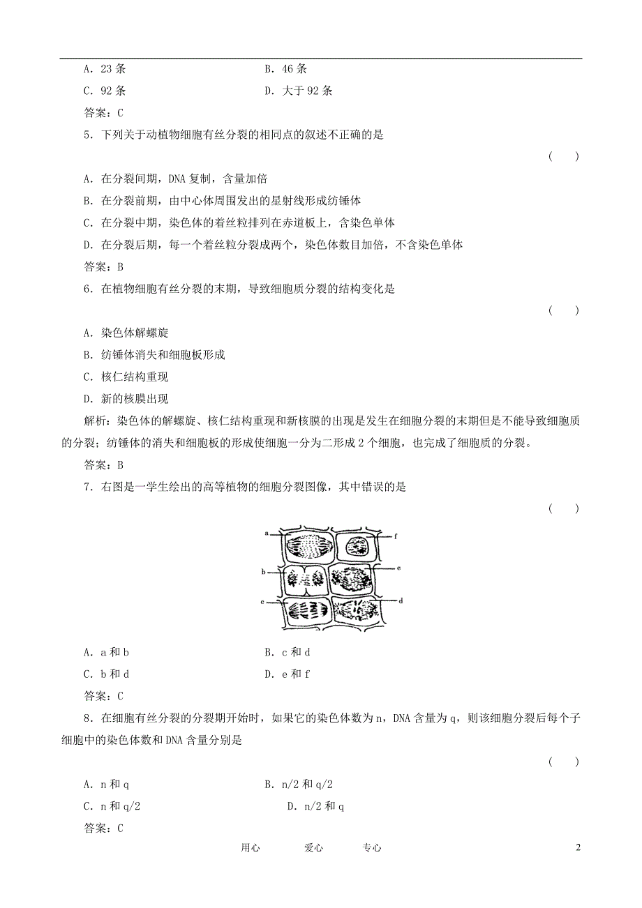 高考生物总复习5.1细胞增殖课时作业苏教必修1.doc_第2页