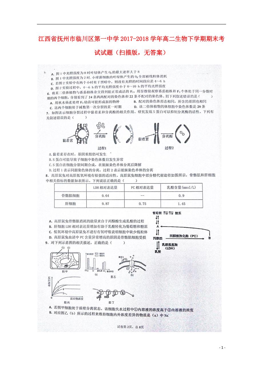 江西抚州高二生物期末考试1.doc_第1页