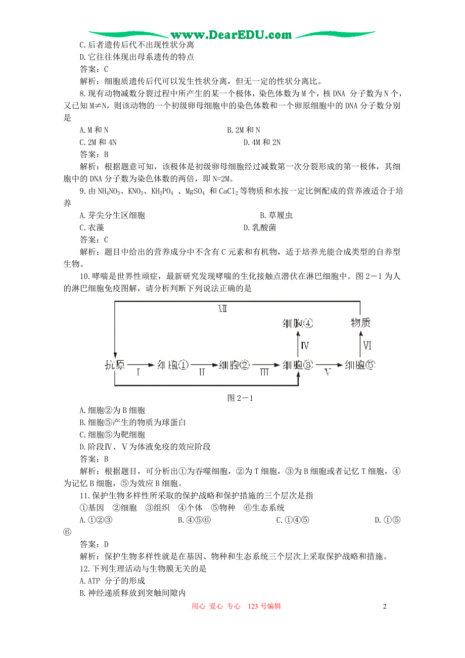 普通高等学校招生全国统一考试高三生物仿真卷二.doc_第2页