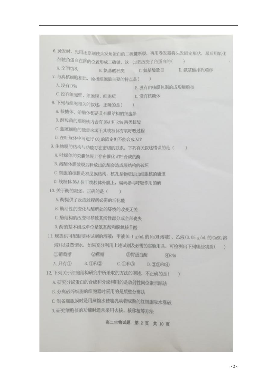 河南开封通许实验中学高二生物期末考试 1.doc_第2页