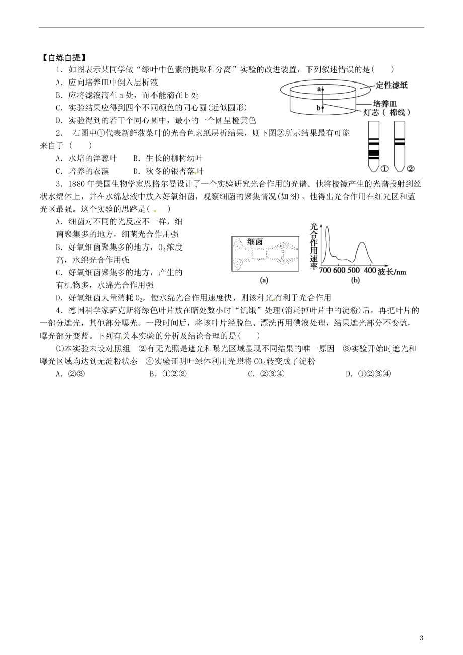 山东乐陵第一中学高中生物5.4能量之源光与光合作用一学案必修1.doc_第3页