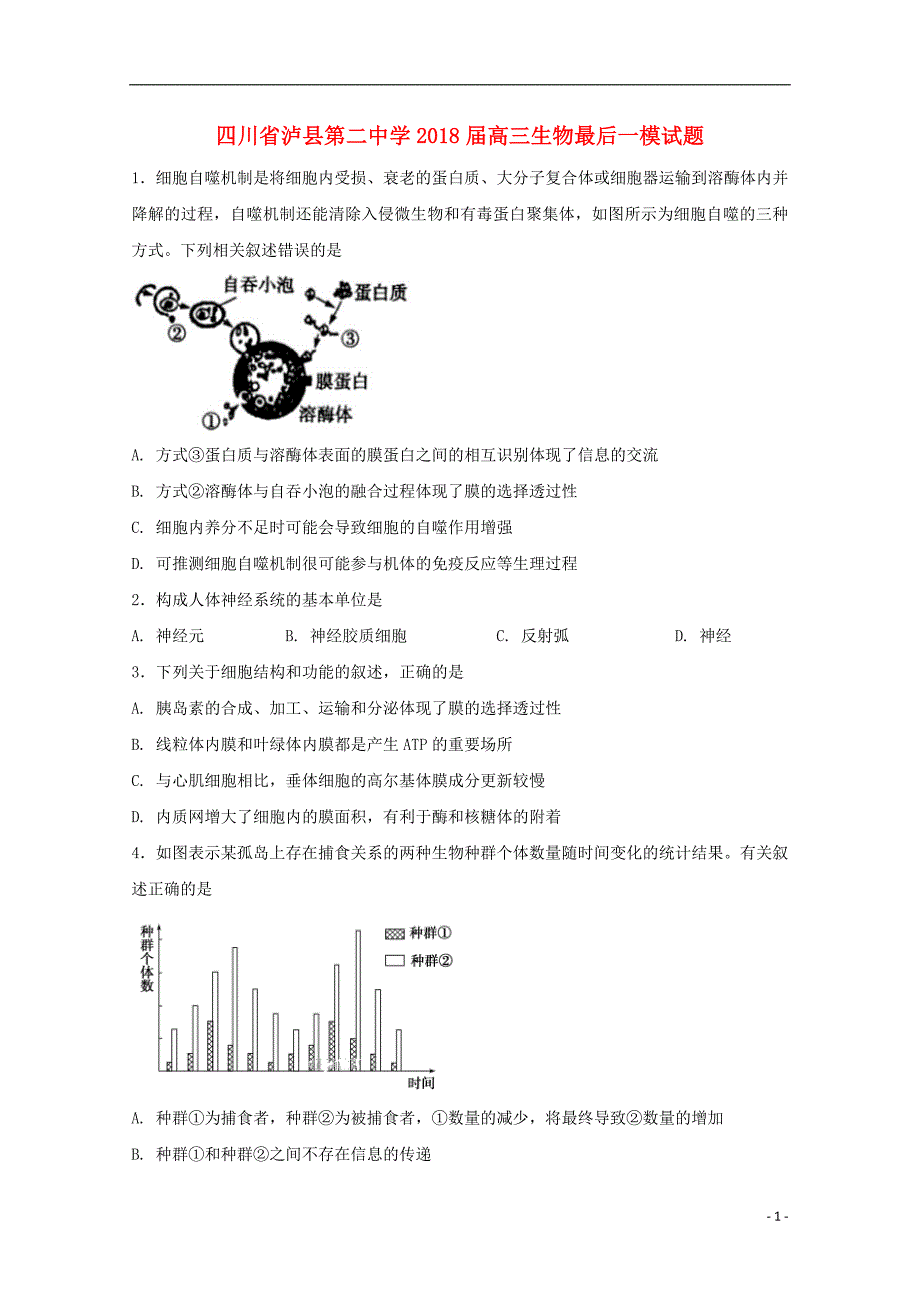 四川泸第二中学高三生物最后一模1.doc_第1页