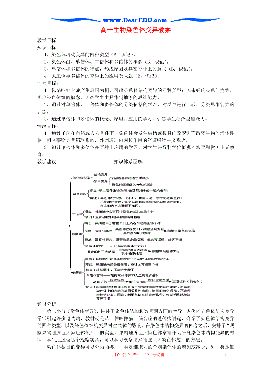 高一生物染色体变异教案.doc_第1页