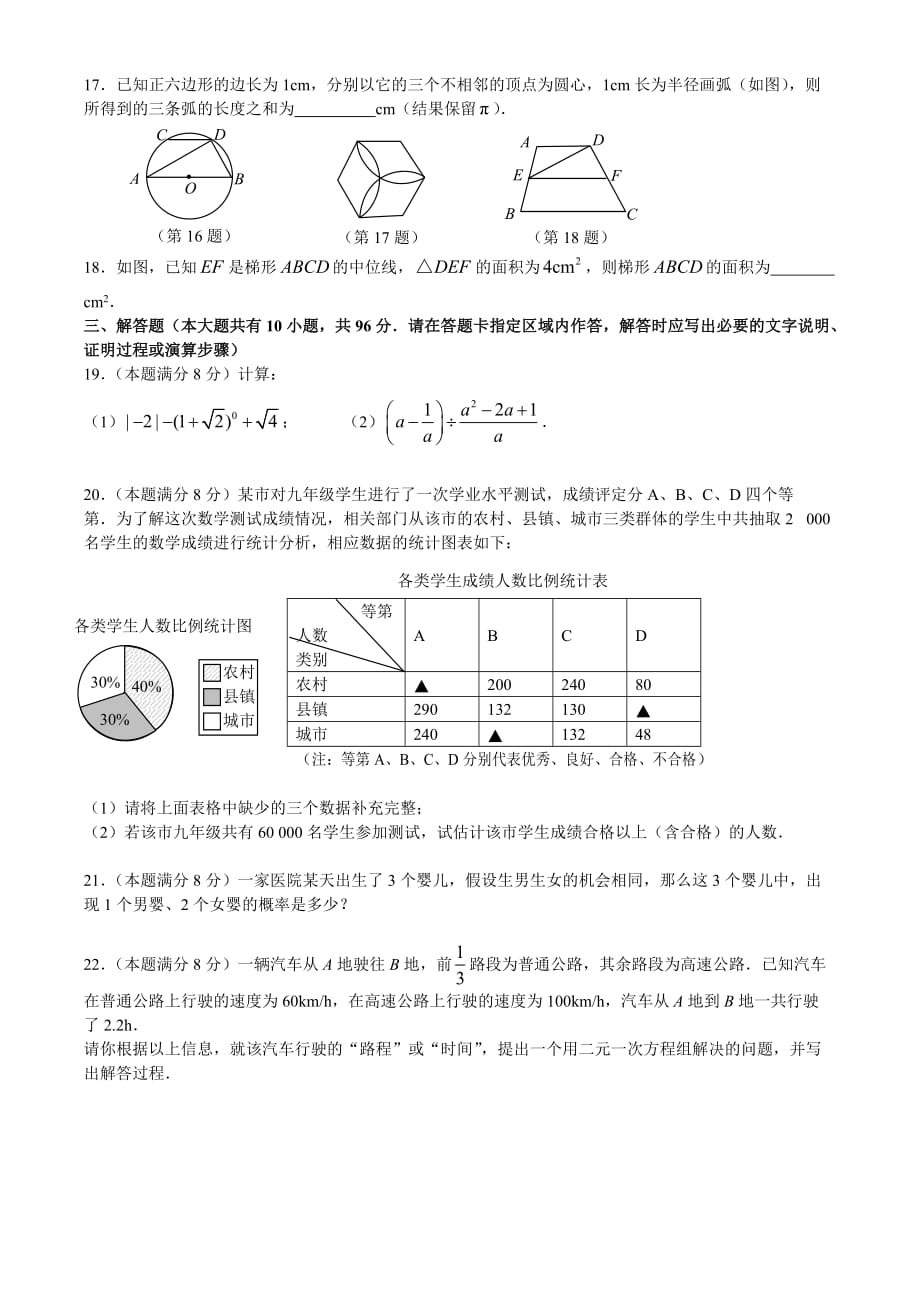 2009年江苏省苏州市中考数学试题及答案_第3页