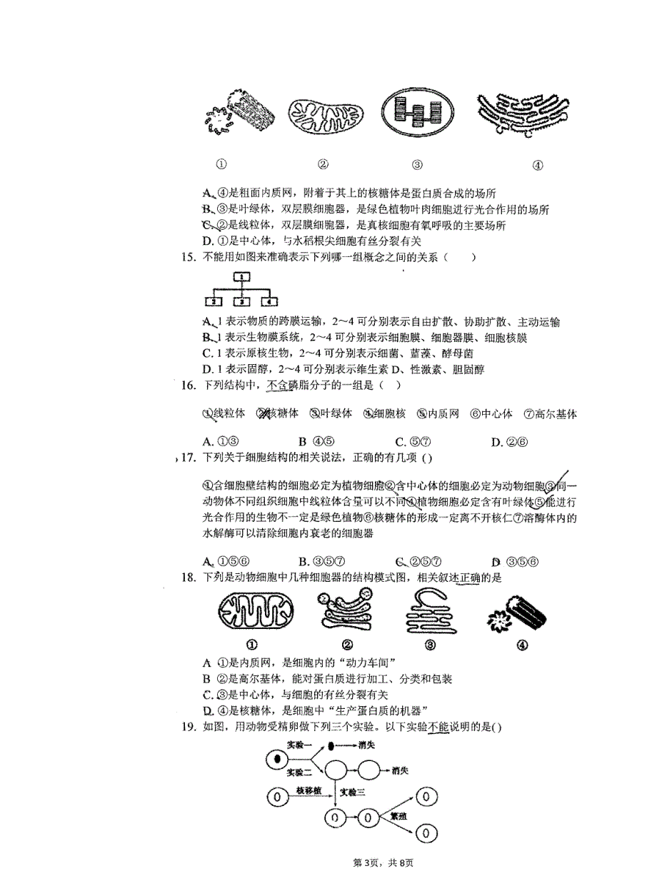 安徽淮北第一中学2020高一生物期末考试PDF.pdf_第3页