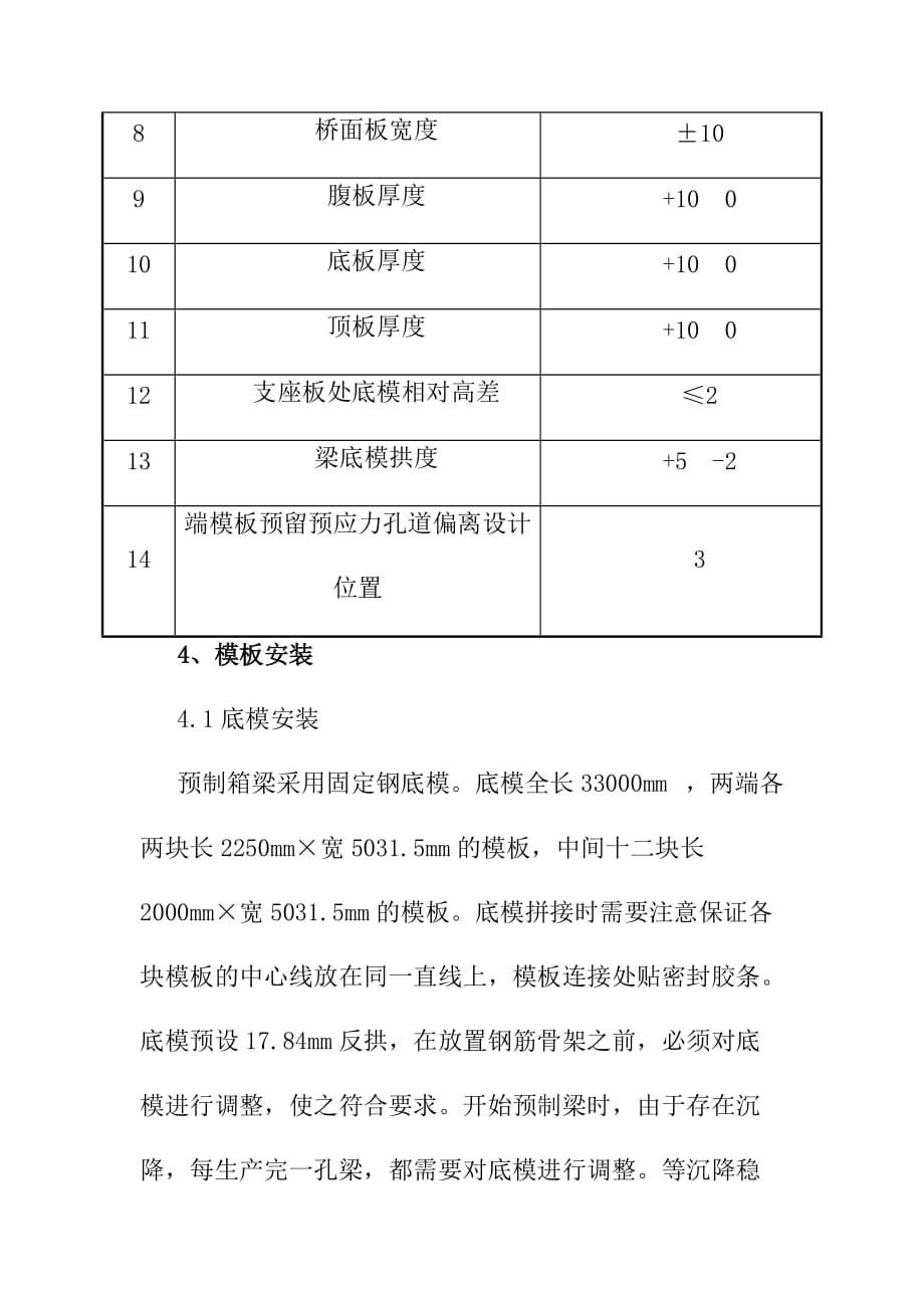 客运专线铁路桥涵工程预制箱梁模板制作安装作业指导书_第4页