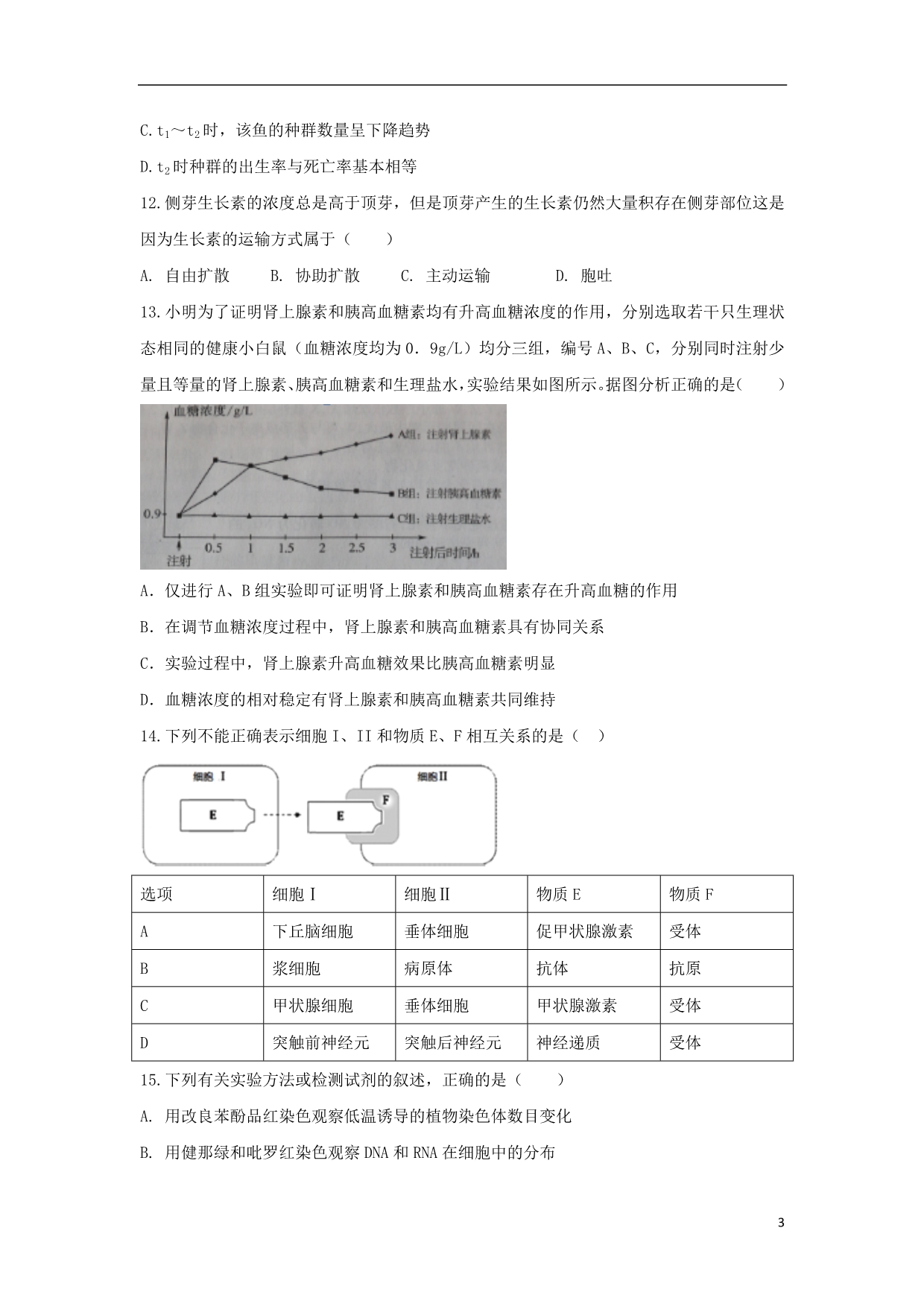 安徽省2018_2019学年高二生物上学期阶段性测试试题.doc_第3页