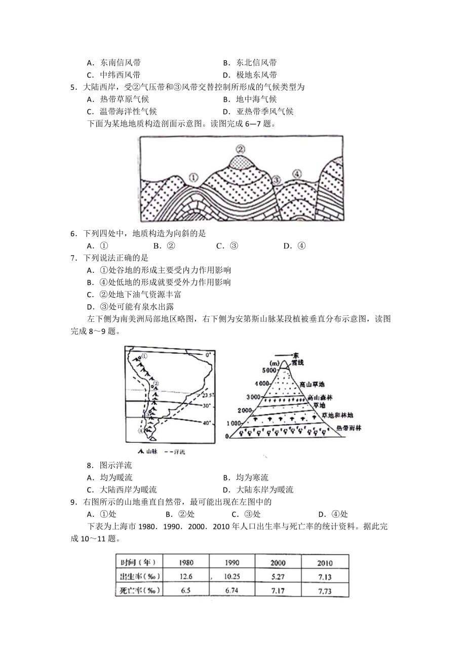 2015年6月山东省普通高中学业水平考试地理试题_第2页