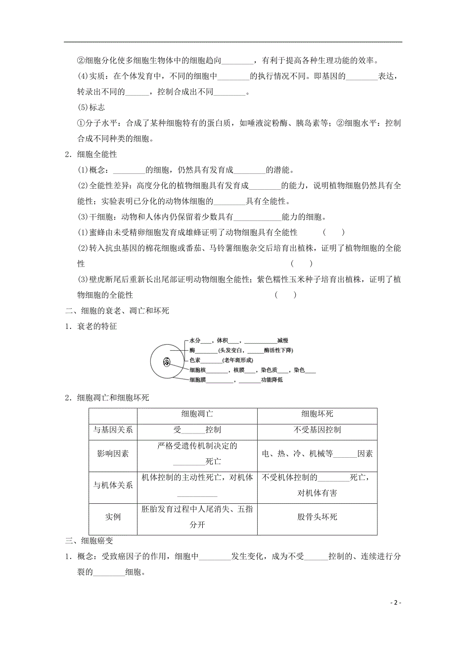 广东惠州高考生物总复习62分化、衰老、凋亡、癌变学案.doc_第2页