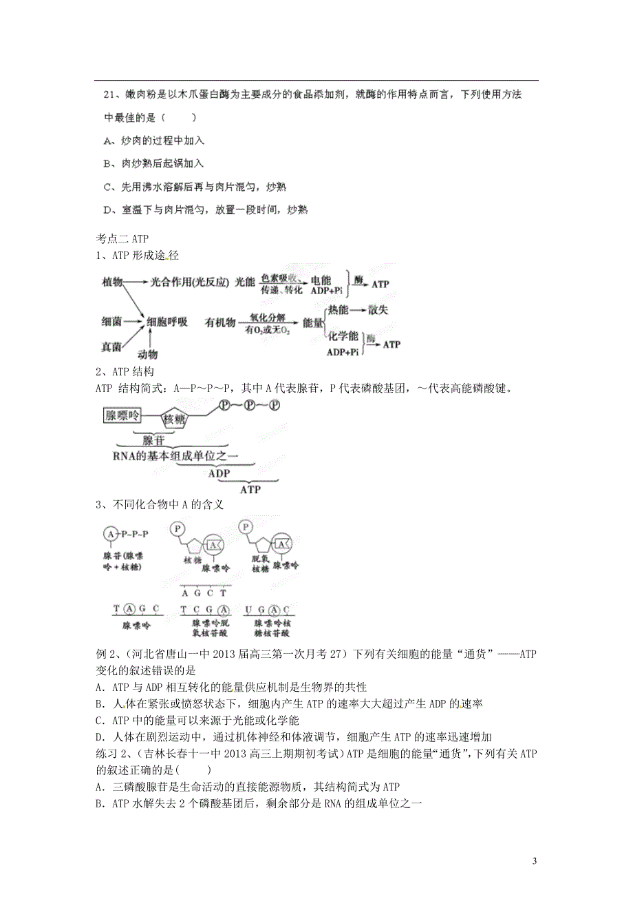 专项冲击波高考生物讲练测系列三酶和ATP学生.doc_第3页