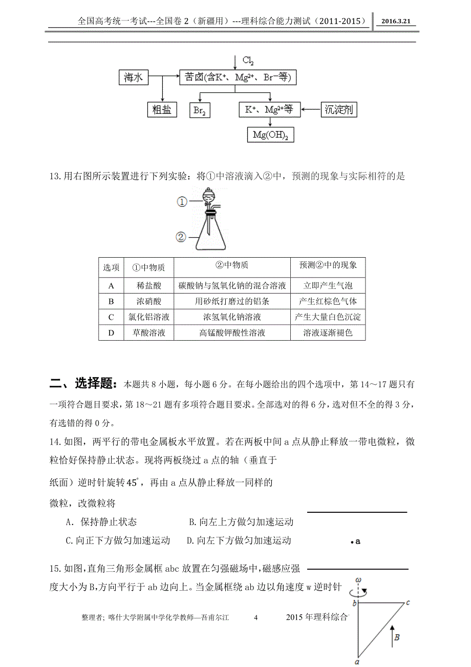 2015高考全国卷2-理综--高清版_第4页