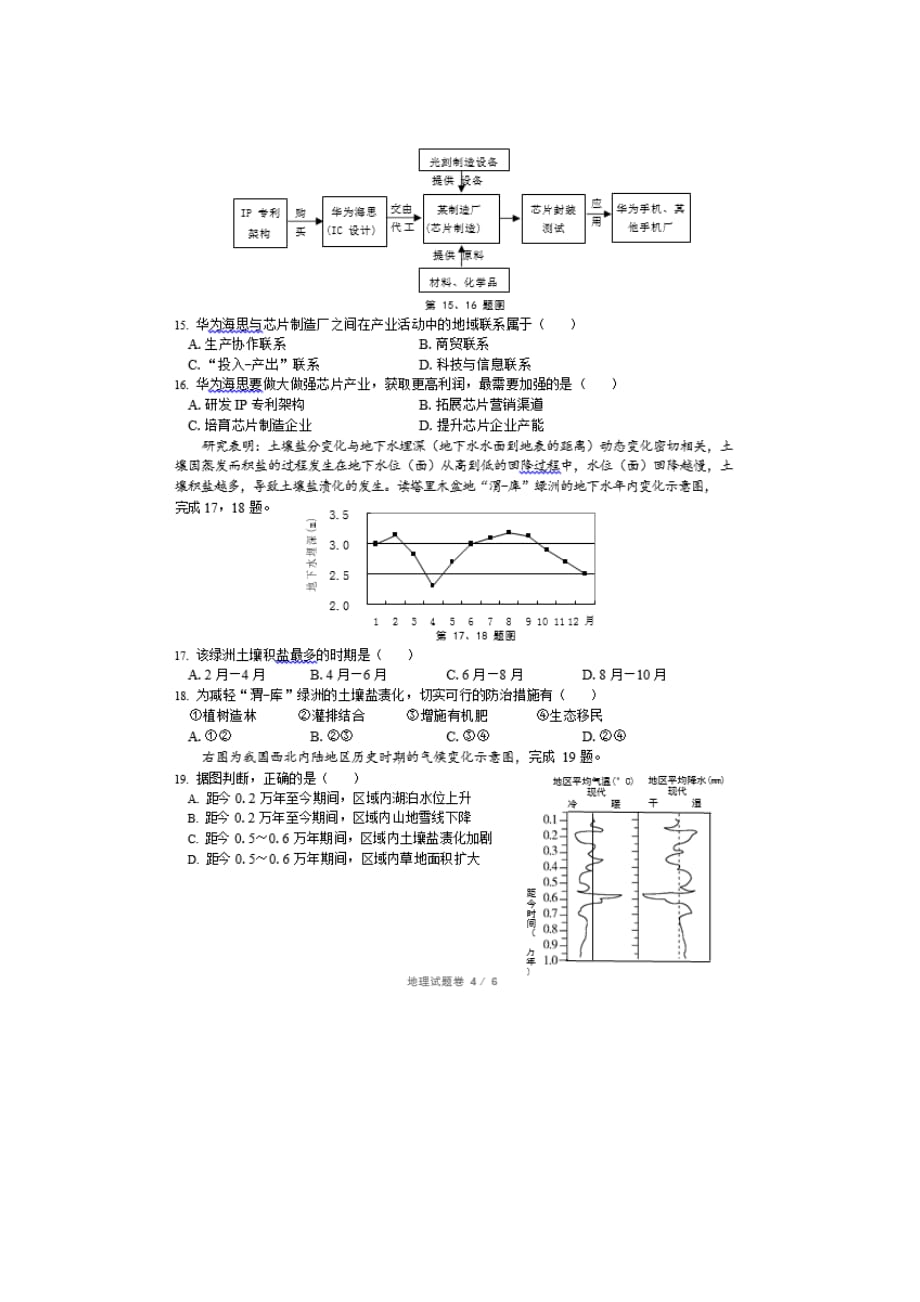 浙江省温岭市箬横中学2020届高三12月月考地理试卷word版_第4页